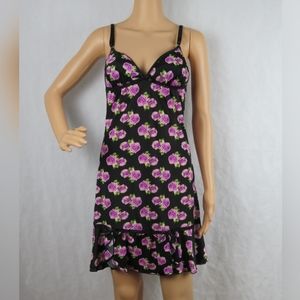Floral Lingerie Medium Slip Gown Dress Purple Rose